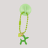Green balloon dog charm with a heart on a white background