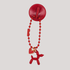 Red balloon dog charm with a charm hook on a light gray background