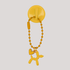 Yellow beaded chain with a yellow ballon  dog charm on a light gray background